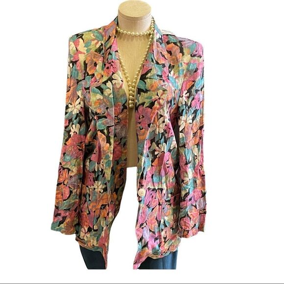 Vibrant Vintage Floral Blazer by Danielle B – Your Perfect Statement Piece! - Picture 1 of 4